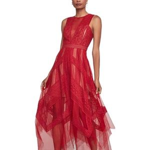 BCBG MAXAZRIA ANDI HANDKERCHIEF DRESS (Red, 4)